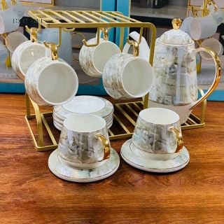 Bộ ấm chén sứ sương vân đá 