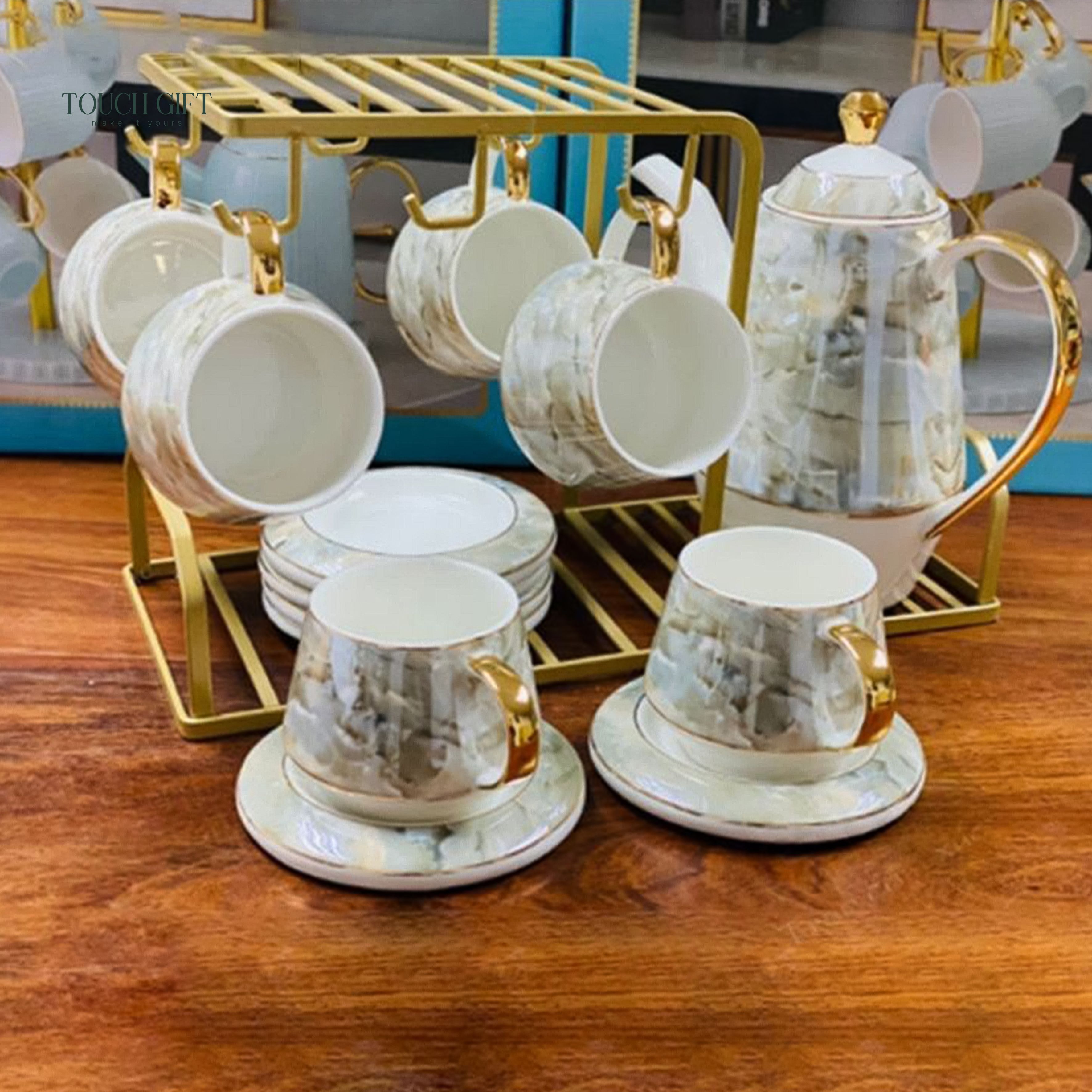 Bộ ấm chén sứ sương vân đá 