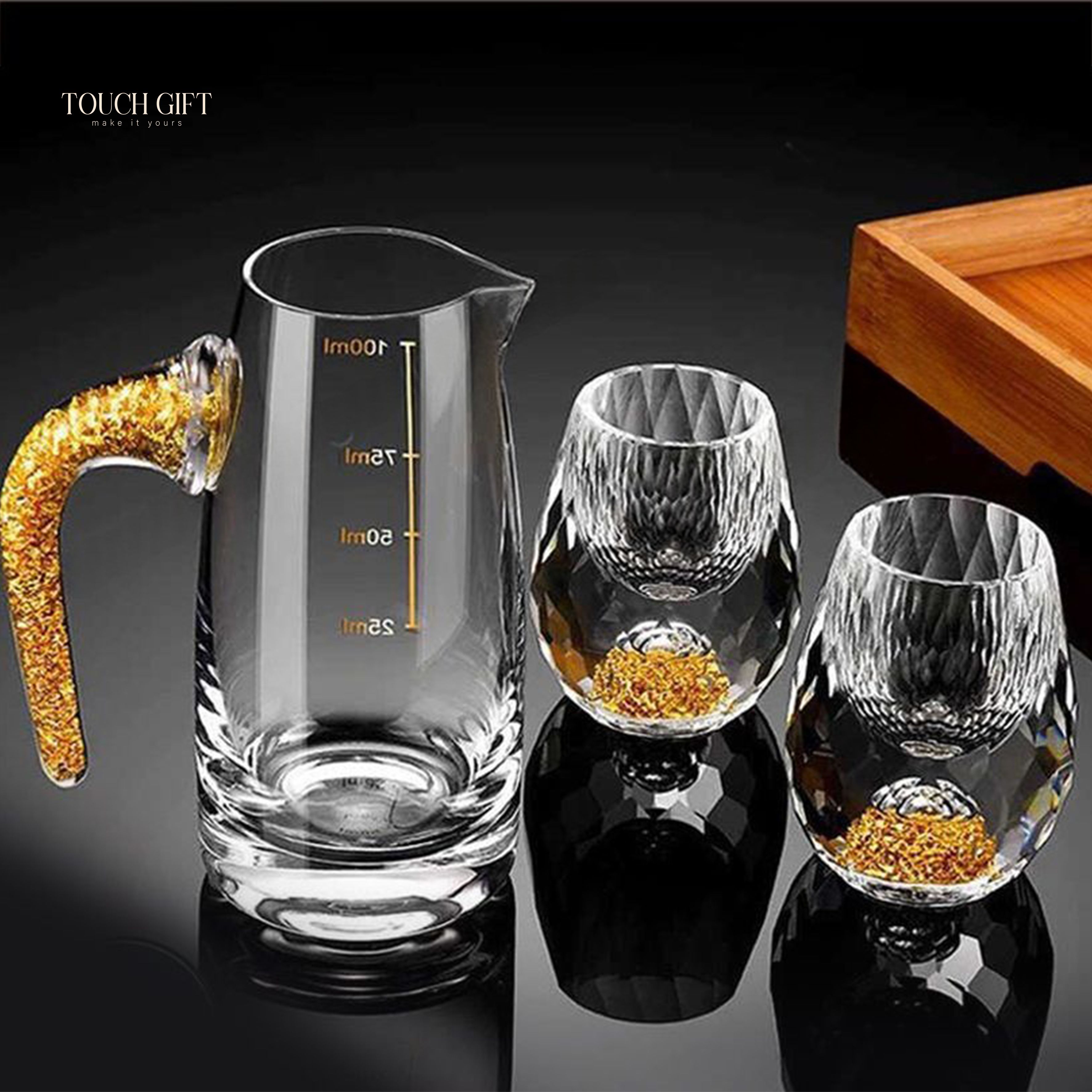 Bộ ly rượu đúc vàng 24k